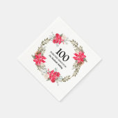 100th誕生日パーティレッドフローラポインセチアリース スタンダードカクテルナプキン (角)