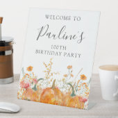 100th誕生日パーティーかぼちゃワイルドフラワーへようこそ 台座サイン (インサイチュ)