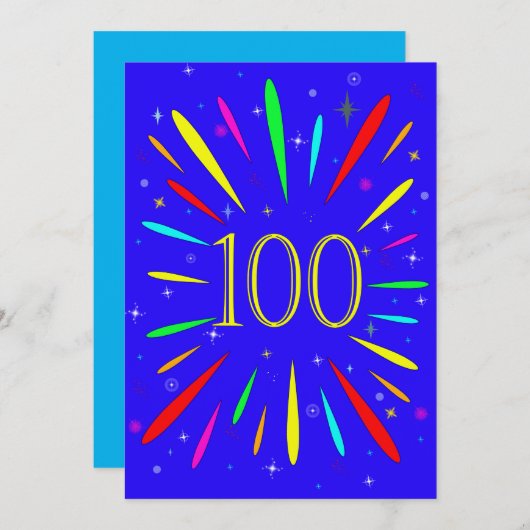 100th誕生日パーティーの招待状の爆発 招待状 (正面/裏面)