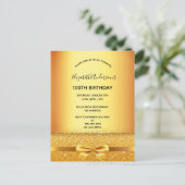 100th誕生日パーティーの金ゴールドメタリック招待 ポストカード (スタンド正面)