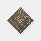 100th誕生日パーティーウッド素朴と金ゴールドダイヤモンド スタンダードカクテルナプキン (角)