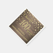 100th誕生日パーティーウッド素朴と金ゴールドダイヤモンド スタンダードカクテルナプキン (角)