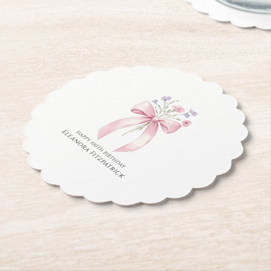 100th誕生日パーティーカスタムコースター弓ワイルドフラワー ペーパーコースター (アングル)