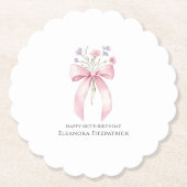 100th誕生日パーティーカスタムコースター弓ワイルドフラワー ペーパーコースター (正面)