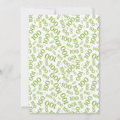 100th誕生日パーティーグリーン/ホワイトナンバーパターン 招待状 (裏面)