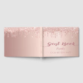 100th誕生日パーティーバラ金ゴールドグリッタードリップピンク ゲストブック (全面)