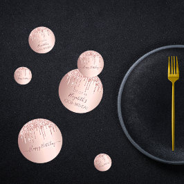 100th誕生日パーティーバラ金ゴールドグリッタードリップピンク コンフェッティ