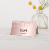 100th誕生日パーティーバラ金ゴールドグリッターピンクグラム プレイスカード (正面)