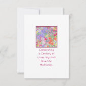 100th誕生日パーティーフローラ花モダン100 サンキューカード (裏面)