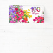 100th誕生日パーティーフローラ花モダン100 横断幕 (インサイチュ)