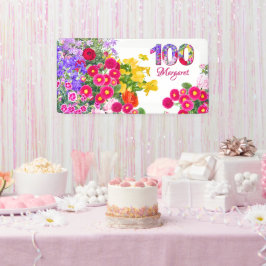 100th誕生日パーティーフローラ花モダン100 横断幕