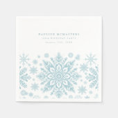 100th誕生日パーティーブルーホワイトスノーフレーク冬 スタンダードカクテルナプキン (正面)