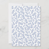 100th誕生日パーティーブルー/ホワイトナンバーパターン 招待状 (裏面)