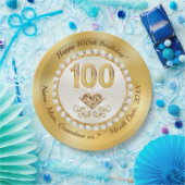 100th誕生日パーティープレート、2サイズ、ラウンドスクエア ペーパープレート (パーティー)