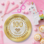 100th誕生日パーティープレート、2サイズ、ラウンドスクエア ペーパープレート (パーティー)