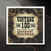 100th誕生日パーティーヴィンテージテーマ名前をカスタムする スタンダードカクテルナプキン