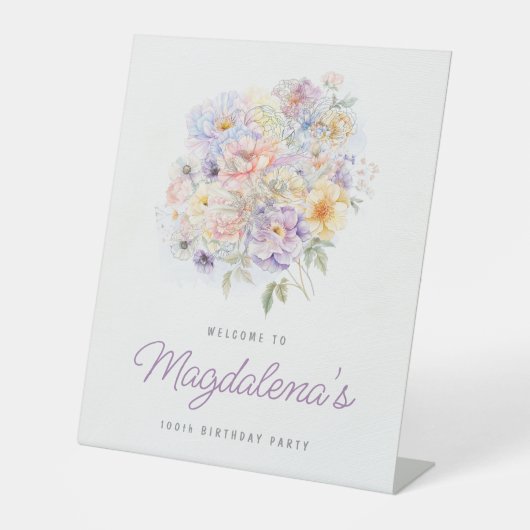 100th誕生日パーティー春花花花花束歓迎 台座サイン (正面)