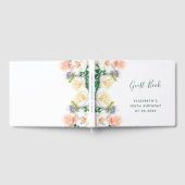 100th誕生日パーティー花模様ホワイトピーチピンク ゲストブック (全面)