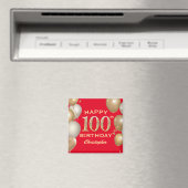 100th誕生日パーティー赤と金ゴールドバルーン マグネット (インサイチュ (食洗機))