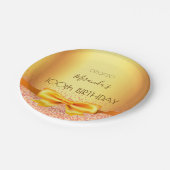 100th誕生日パーティー金ゴールドエレガントボウ名 ペーパープレート (アングル)