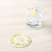 100th誕生日パーティー金ゴールドバラアイボリーホワイト ペーパーコースター (インサイチュ)