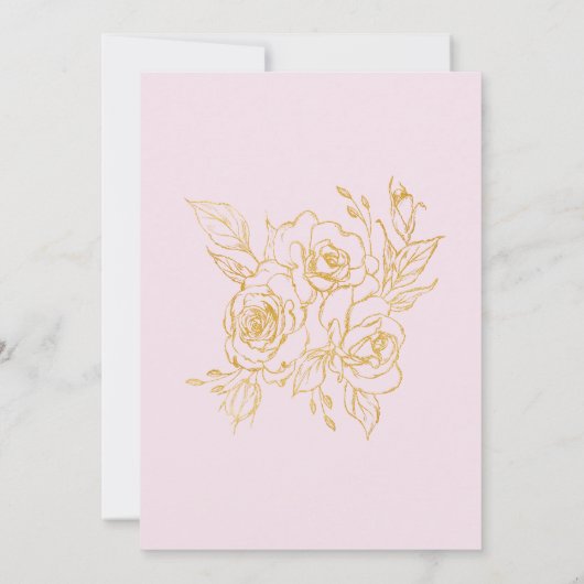 100th誕生日パーティー金ゴールドバラフローラ赤面ピンク 招待状 (裏面)