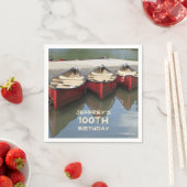 100th誕生日パーティー,赤カヌー,名前,紙 スタンダードカクテルナプキン (インサイチュ)