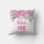 100th誕生日ピンクのフローラ名 クッション (裏面)