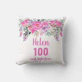 100th誕生日ピンクのフローラ名 クッション
