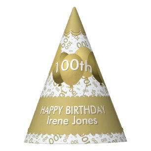 100th誕生日数パターン金ゴールドか白の帆立貝 パーティーハット