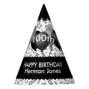 100th誕生日数パターン黒いまたは白の帆立貝 パーティーハット