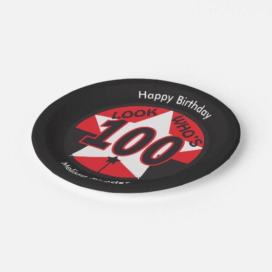 100th誕生日100歳は|のだれであるか見て下さい ペーパープレート (アングル)