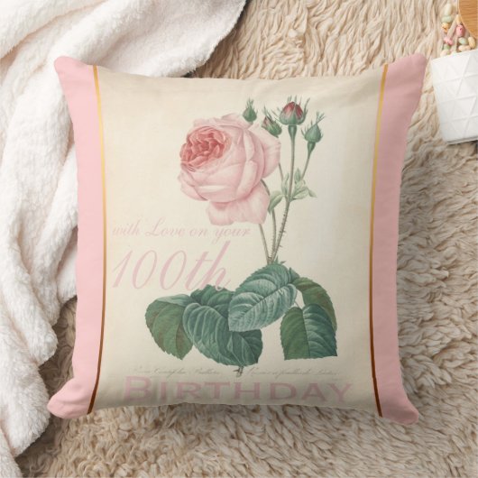 100th誕生祝いのヴィンテージのばら色の枕 クッション (ブランケット)