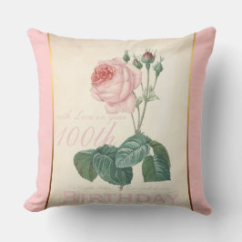 100th誕生祝いのヴィンテージのばら色の枕 クッション