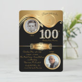 100th,誕生日マン100th,エレガント art deco,black 招待状 (スタンド正面)