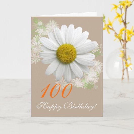 100th/Any年齢の誕生日の白いデイジー カード (黄色い花)