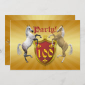 100th Birthdayパーティーへの招待（紋章つき） 招待状 (正面/裏面)