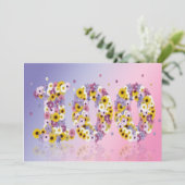 100th Birthdayパーティー、花の文字 招待状 (スタンド正面)