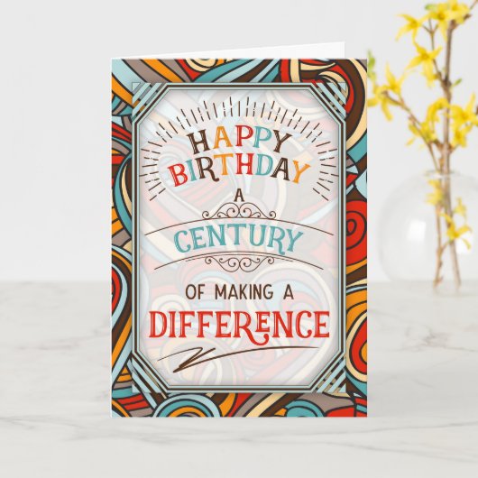 100th Birthday A Century of Making a Difference カード (黄色い花)