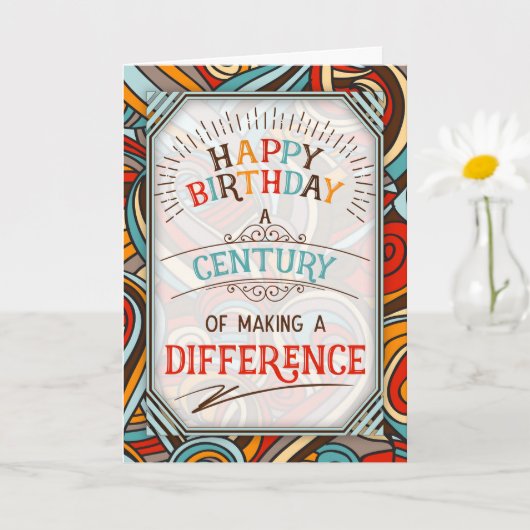 100th Birthday A Century of Making a Difference カード (小さな植物)