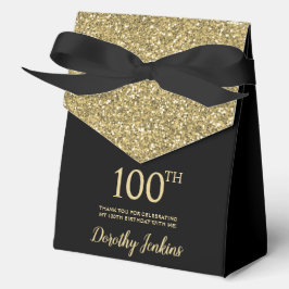 100th Birthday Black Gold Glitter Thank You フェイバーボックス