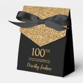 100th Birthday Black Gold Glitter Thank You フェイバーボックス