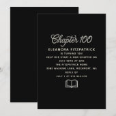 100th Birthday Black White Pearl Script Chapter 招待状 (正面/裏面)