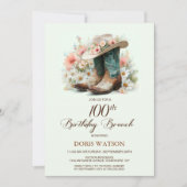 100th Birthday Cowgirl Boots Birthday Brunch 招待状 (正面)