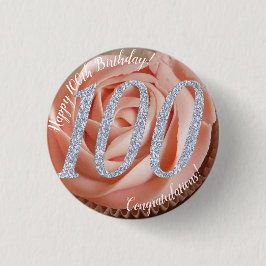 100th Birthday Cupcake 3 Cm Round Badge 缶バッジ
