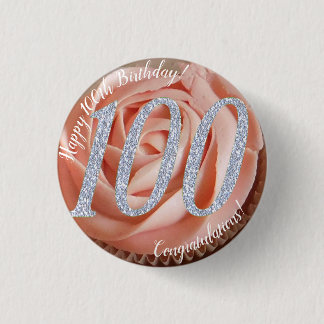 100th Birthday Cupcake 3 Cm Round Badge 缶バッジ