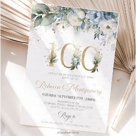 100th birthday Elegant Milestone invitation 出欠カード