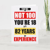 100th Birthday Funny 82 Years of Experience カード (正面)