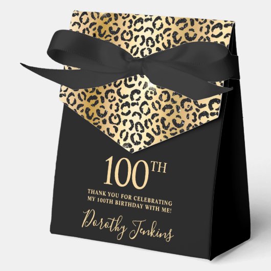 100th Birthday Gold Leopard Print Thank You  フェイバーボックス (正面)
