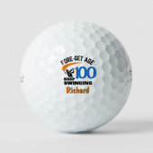 100th Birthday Golf Ball 100 Years Funny Gift Blue ゴルフボール (正面)